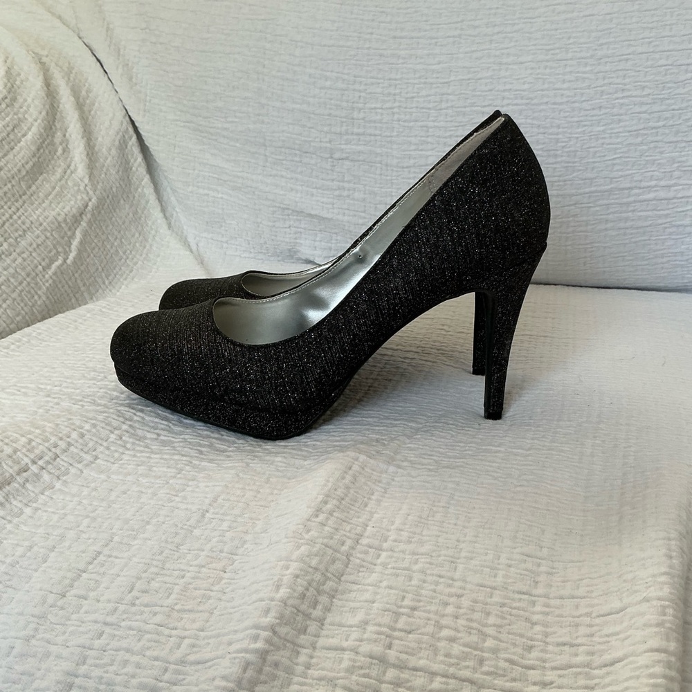 🖤 Fioni Night Shimmery Sparkly Black 4 Inch Heels - 7.5 Wide - Picture 4 of 7